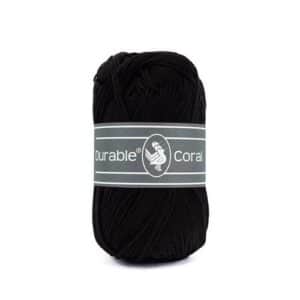 Durable Coral brei- en haakgaren – 100% gemerceriseerd katoen – 50g / 125m kleur 325 Black