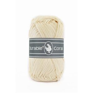 Durable Coral brei- en haakgaren – 100% gemerceriseerd katoen – 50g / 125m kleur 2172 Cream