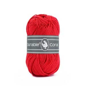 Durable Coral brei- en haakgaren – 100% gemerceriseerd katoen – 50g / 125m kleur 318 Tomato