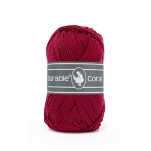 Durable Coral brei- en haakgaren – 100% gemerceriseerd katoen – 50g / 125m kleur 222 Bordeaux